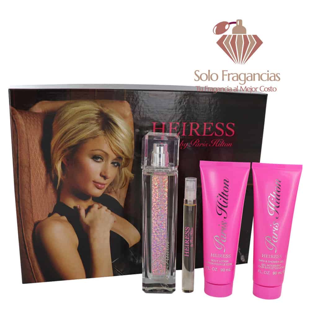 Paris Hilton Heiress - Gift Set - 3.4 oz Eau De Parfum Spay + .34 oz Mini EDP Pen Spray + 3 oz Body Lotion + 3 oz Shower Gel